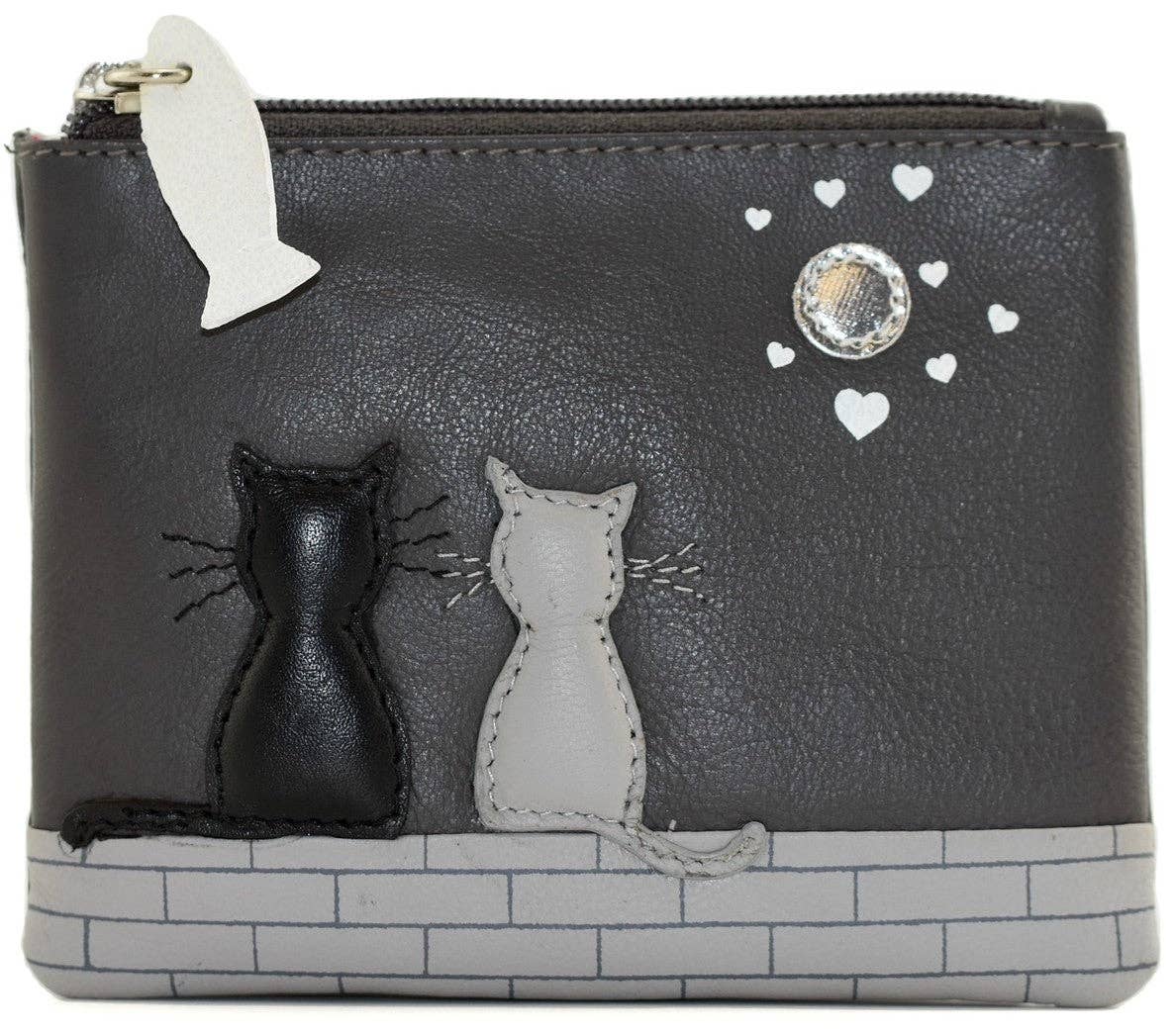New Midnight Cats Coin Purse - RFID: Grey